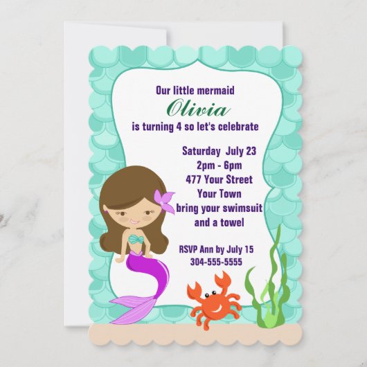 マーメイドアンダーザシープールパーティー 招待状 (正面)