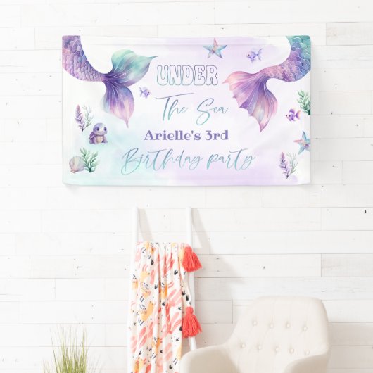 マーメイドアンダーザシープール誕生日パーティー 横断幕 (インサイチュ)
