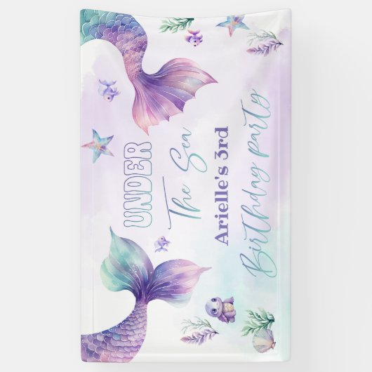 マーメイドアンダーザシープール誕生日パーティー 横断幕 (縦)