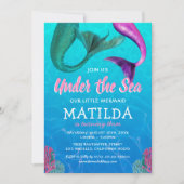 マーメイドアンダーザシープール誕生日 招待状 (正面)