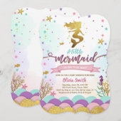 マーメイドアンダーザシーベビーシャワー招待状ガール 招待状 (正面/裏面)