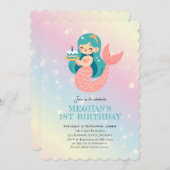 マーメイドアンダーザシー子供の誕生日パーティー 招待状 (正面/裏面)