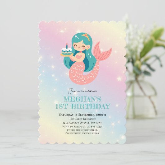 マーメイドアンダーザシー子供の誕生日パーティー 招待状 (スタンド正面)