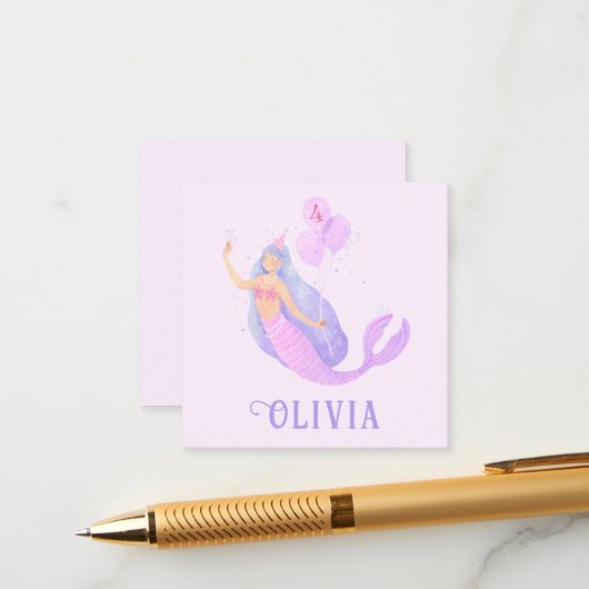 マーメイドアンダーザシー誕生日ガールエイジパーティー エンクロージャーカード (正面/裏面インサイチュ)