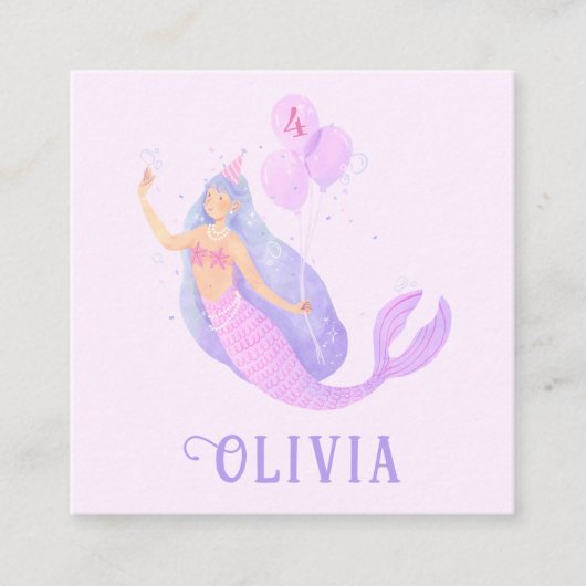 マーメイドアンダーザシー誕生日ガールエイジパーティー エンクロージャーカード (正面)
