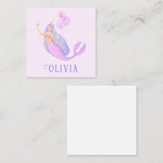 マーメイドアンダーザシー誕生日ガールエイジパーティー ノートカード (正面/裏面)