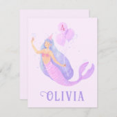 マーメイドアンダーザシー誕生日ガールエイジパーティー 出欠カード (正面/裏面)