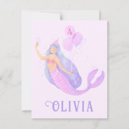 マーメイドアンダーザシー誕生日ガールエイジパーティー 出欠カード