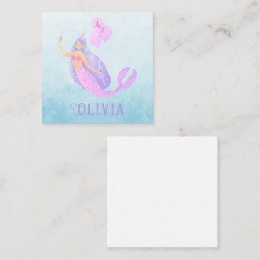 マーメイドアンダーザシー誕生日ガールエイジブルーパーティー エンクロージャーカード (正面/裏面)