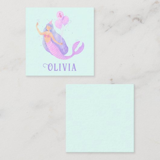 マーメイドアンダーザシー誕生日ガールエイジブルーパーティー エンクロージャーカード (正面/裏面)