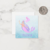 マーメイドアンダーザシー誕生日ガールエイジブルーパーティー ノートカード (正面/裏面インサイチュ)