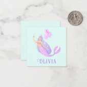 マーメイドアンダーザシー誕生日ガールエイジブルーパーティー ノートカード (正面/裏面インサイチュ)