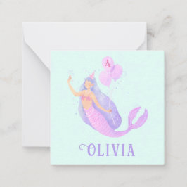 マーメイドアンダーザシー誕生日ガールエイジブルーパーティー ノートカード