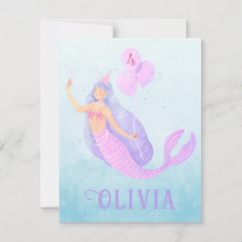 マーメイドアンダーザシー誕生日ガールエイジブルーパーティー 出欠カード