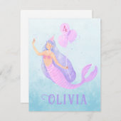 マーメイドアンダーザシー誕生日ガールエイジブルーパーティー 出欠カード (正面/裏面)