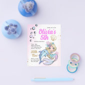 マーメイドアンダーザシー誕生日予算招待状 チラシ (シングル)