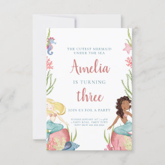 マーメイドアンダーザシー誕生日招待状 招待状