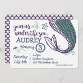 マーメイドアンダーザシー誕生日招待状 招待状 (正面/裏面)