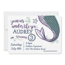 マーメイドアンダーザシー誕生日招待状