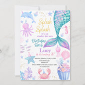 マーメイドアンダーザシー誕生日招待状 招待状 (正面)