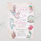 マーメイドアンダーザシー誕生日招待状 招待状 (正面/裏面)