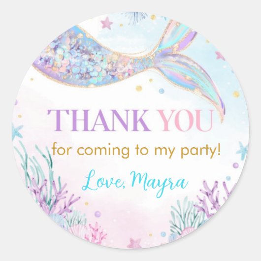 マーメイドアンダーザシー誕生日 ラウンドシール (正面)