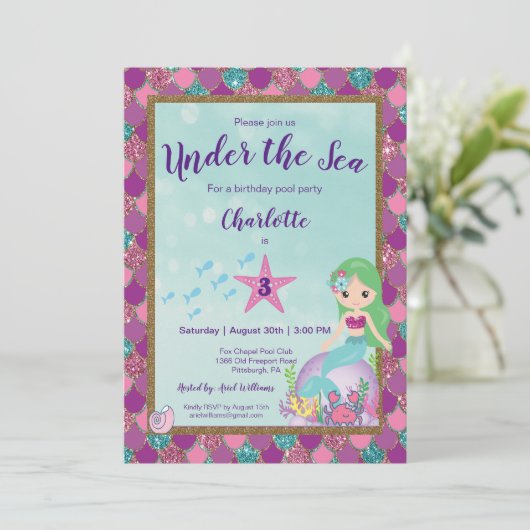 マーメイドアンダーザシー誕生日 招待状 (スタンド正面)