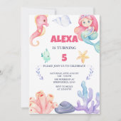 マーメイドアンダーザシー誕生日 招待状 (正面)