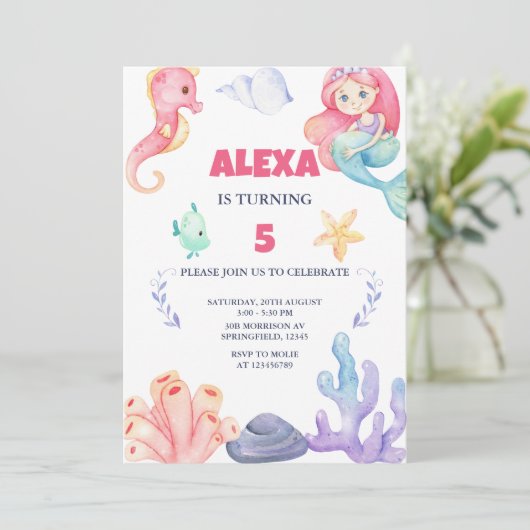 マーメイドアンダーザシー誕生日 招待状 (スタンド正面)