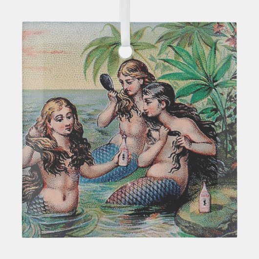 マーメイドアンティーク魔法航海の海 ガラスオーナメント (正面)