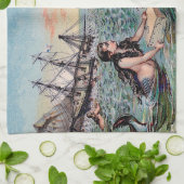 マーメイドアンティーク魔法航海の海 キッチンタオル (折り畳み)