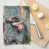 マーメイドアンティーク魔法航海の海 キッチンタオル (四つ折り)