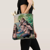 マーメイドアンティーク魔法航海の海 トートバッグ (クローズアップ)