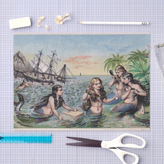 マーメイドアンティーク魔法航海の海 薄葉紙 (クラフト)