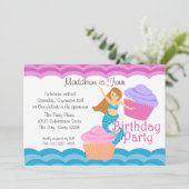 マーメイドアンドカップケーキ誕生日 招待状 (スタンド正面)