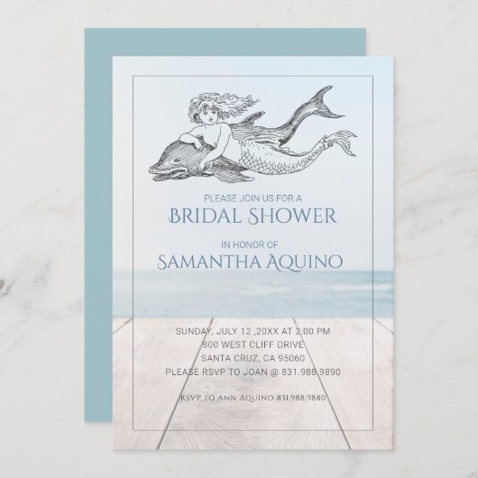 マーメイドアンドドルフィンブライダルシャワー 招待状 (正面/裏面)