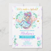 マーメイドアンドドルフィン誕生日招待状 招待状 (正面)