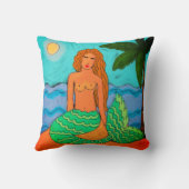 マーメイドアンドパームツリー抽象芸術アート クッション (裏面)