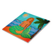 マーメイドアンドパームツリー抽象芸術アート タイル (側面)