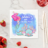 マーメイドアンドパールクラム誕生日 スタンダードランチョンナプキン (インサイチュ)