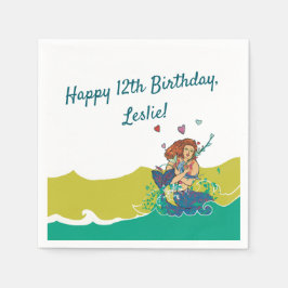 マーメイドアンドベビードルフィンパーティーナプキン スタンダードカクテルナプキン