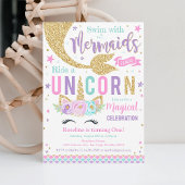 マーメイドアンドユニコーンマジカル誕生日招待状 招待状