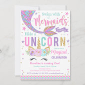 マーメイドアンドユニコーンマジカル誕生日 招待状 (正面)