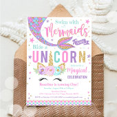 マーメイドアンドユニコーンマジカル誕生日 招待状