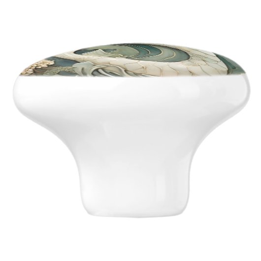 マーメイドアールヌーボーフェイクレリーフ、 浮き彫りミントR海シー セラミックノブ (側面)