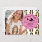 マーメイドイエローバースデーパーティーの招待 招待状 (正面)