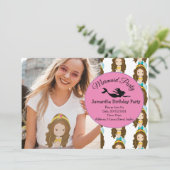 マーメイドイエローバースデーパーティーの招待 招待状 (スタンド正面)