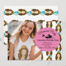 マーメイドイエローバースデーパーティーの招待 招待状