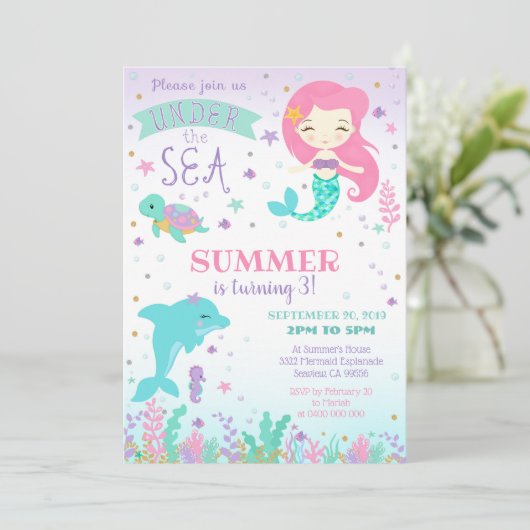 マーメイドイルカ招待状アンダーザシー 招待状 (スタンド正面)