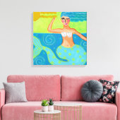 マーメイドインザサンシャイン抽象芸術アート キャンバスプリント (インサイチュ (リビング))